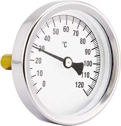 Термометр биметаллический d=63мм, L=50мм, G=1/2", 0-120 °С