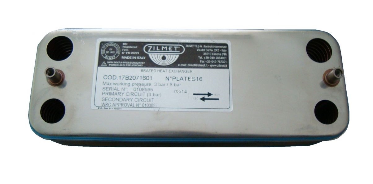 Теплообменник ГВС Zilmet 2071201 - 12 пластин 207 x 178 (Saunier Duval) 